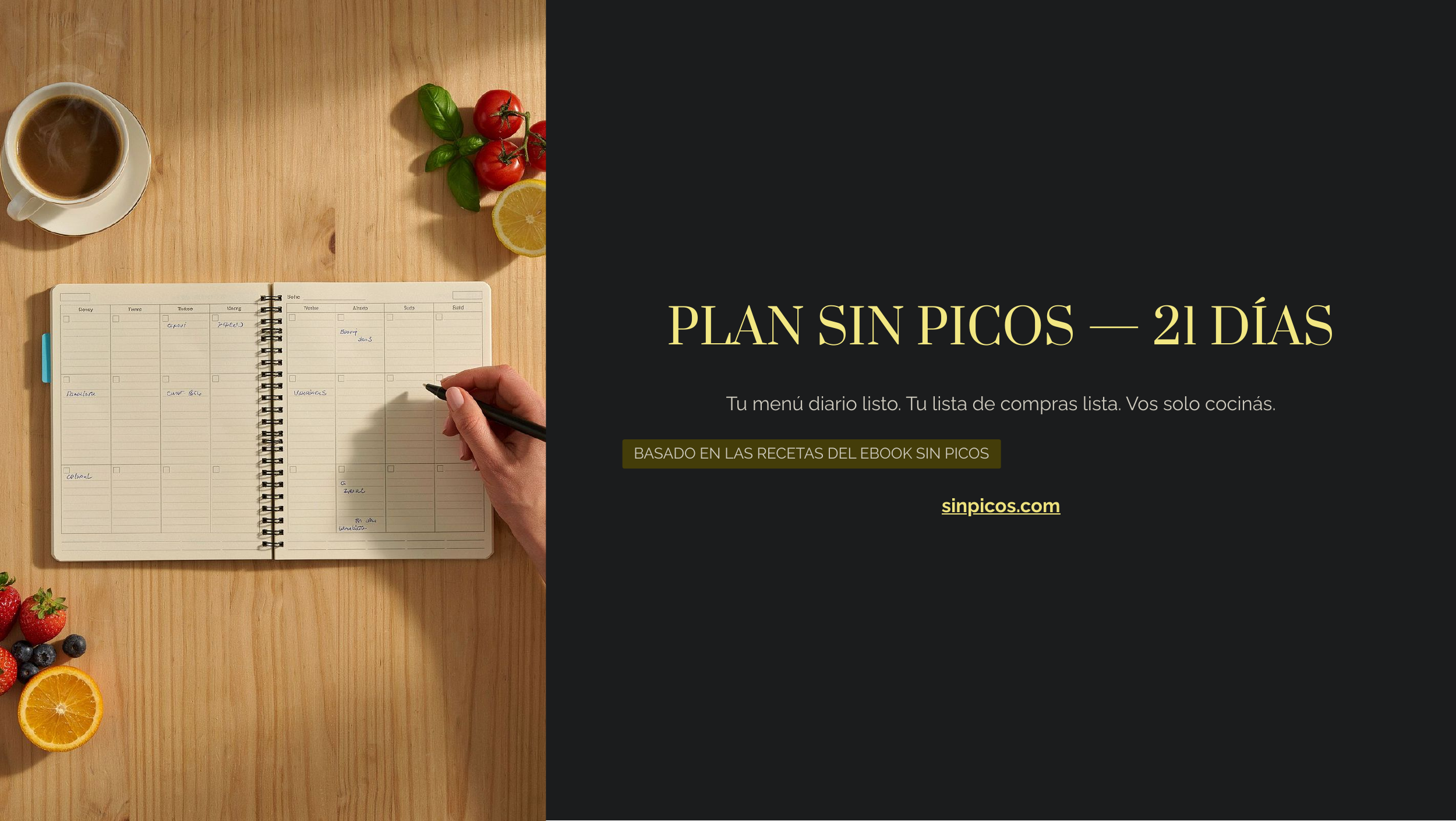Sin Picos — Plan de Planificación 21 Días, portada
